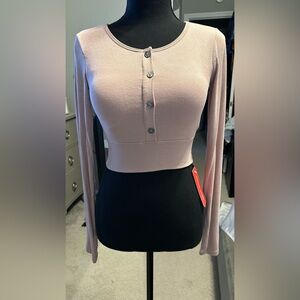 Soft Pink Long Sleeve Crop Top